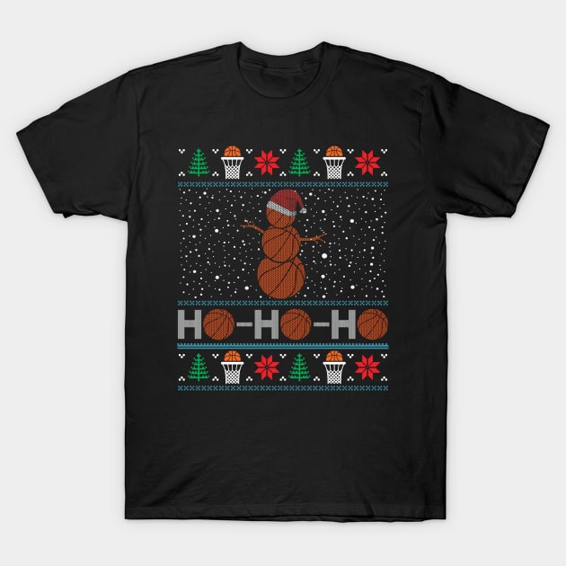 Christmas Basketball Snowman Reindeer Ugly Christmas Xmas T-Shirt by mrsmitful01